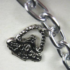 Charm Bracelet 7.5 In Silvertone Jewelry Metal Heart Key Lock Handbag